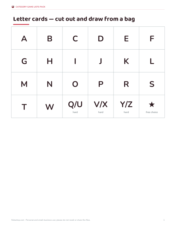 Preview of Printable Letter Picker Cards